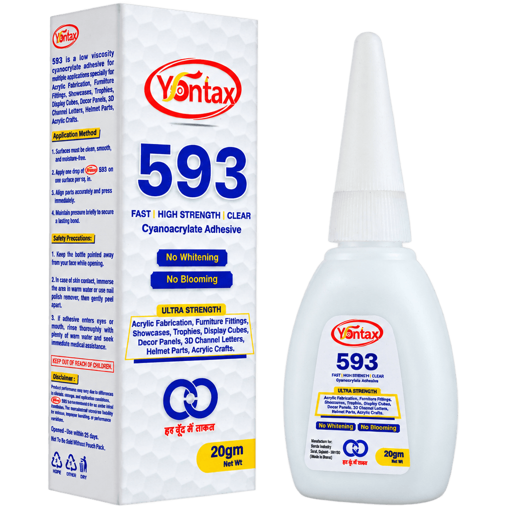 Yontax 593 Ultra Clear Zero Whitening Cyanoacrylate Adhesive Manufacturer India