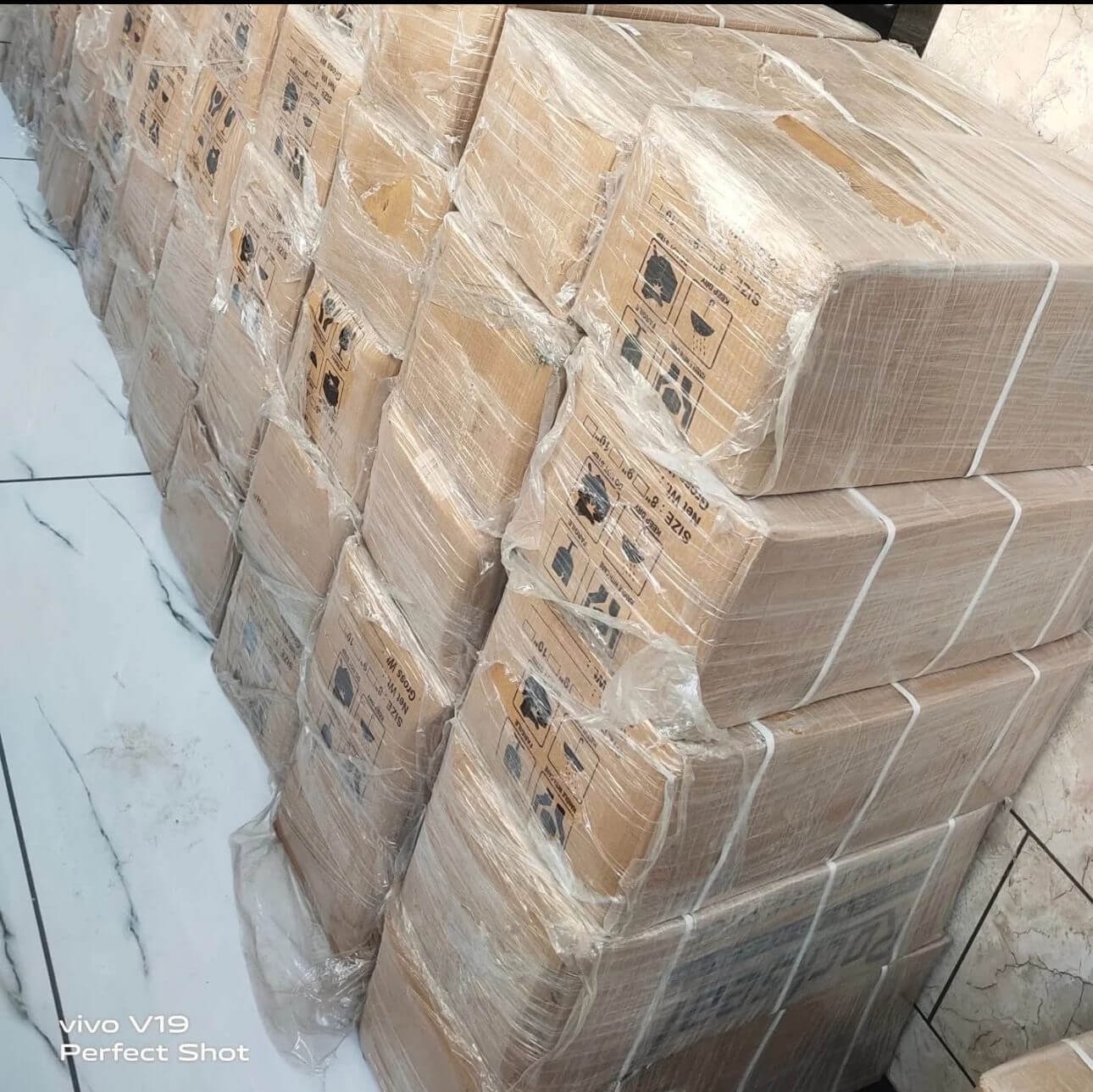 Export-Ready Stretch Wrapped Pallets at Bapa Sitaram Facility